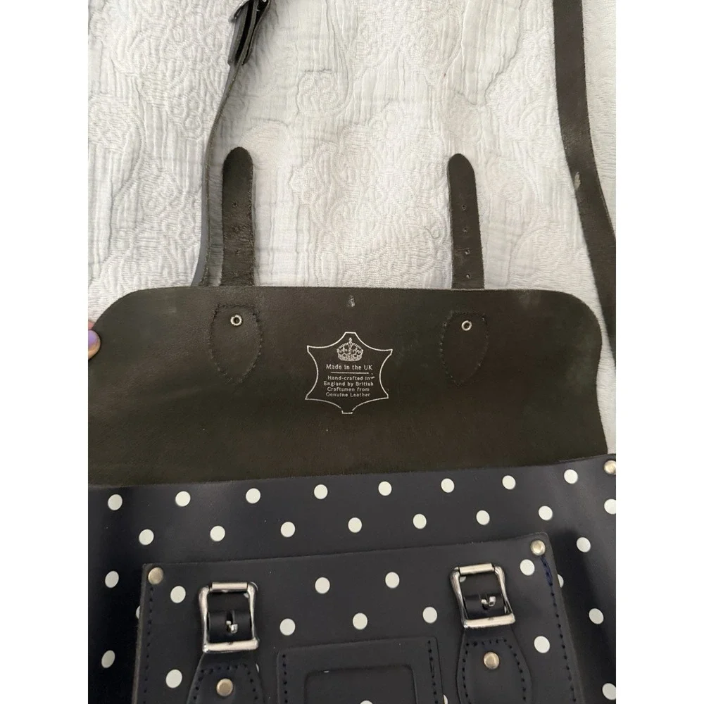 Leather Satchel Company Navy White Polka Dot 11